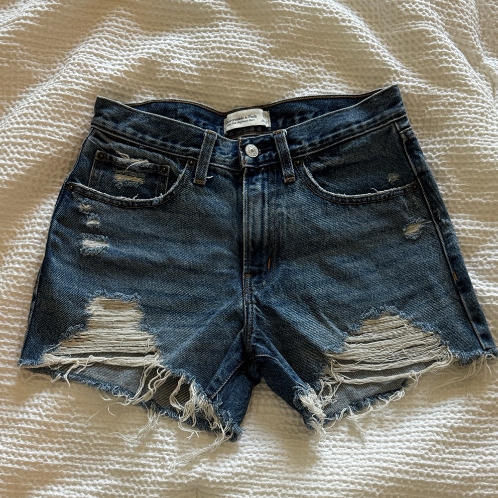Abercrombie & Fitch Ripped Blue Jean Shorts